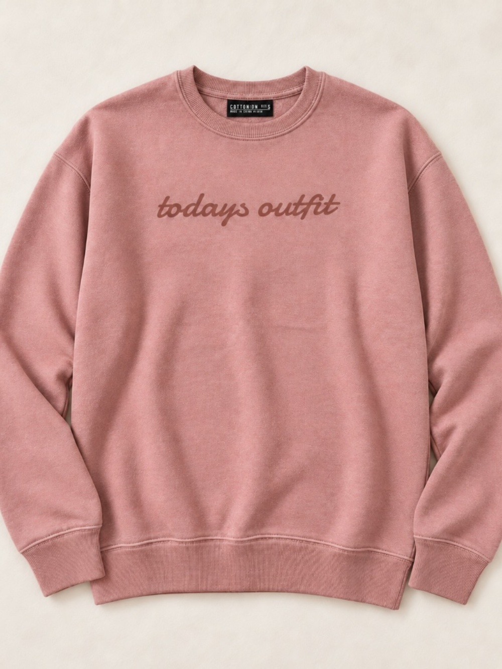 Cotton On Today’s Outfit Graphic Crewneck Sweatshirt Dusty Rose Size S